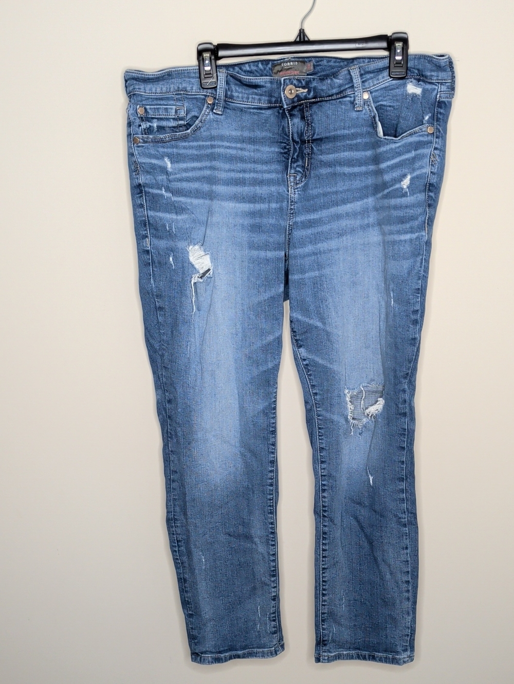 torrid Medium Blue Distressed Straight-Leg Jeans Size 16